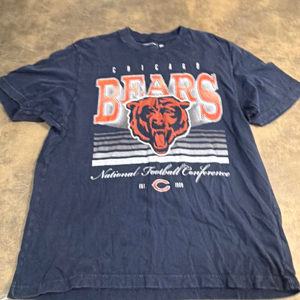 Abercrombie & Fitch T-Shirt Mens L Navy Chicago Bears NFL Vintage Inspired Fit